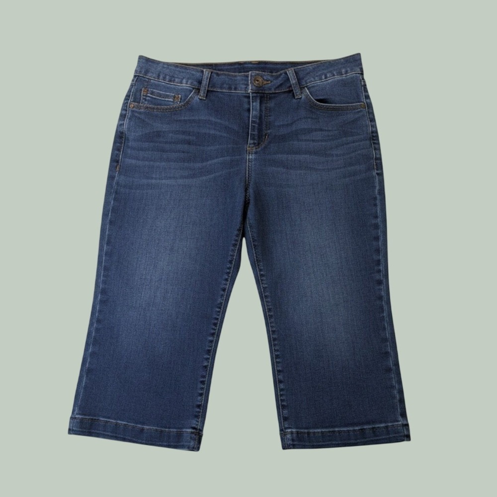 Bass Pro Shops Denim Capris 10 Blue Stretch Cropped Jeans Dark Wash Casual